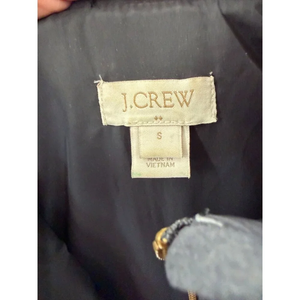 J.Crew Quilted Puffer Vest Womens Small Black Excellent Lightweight Gold Zip‎